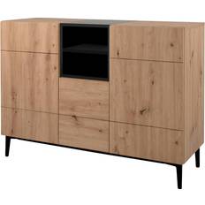 Finori Nola Wide Artisan Oak Look/Black Chest of Drawer 120x90cm