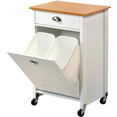 Wood Trolley Tables Kesper Kitchen White/Bamboo Trolley Table 37x50cm