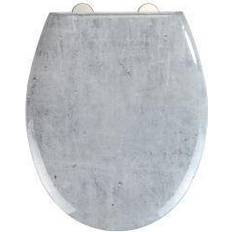 Gris Abattants de toilette Wenko Abattant WC "Concrete" P 37 x L 44.5 cm