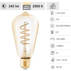 Eglo Ljuskällor Eglo LED-glödlampa ST64 Spiral 4W 245 Lumen Amber