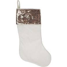 Northlight Rose Gold and Cream Sequin Cuff Stocking