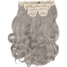 Silver Clip-On Extensions Lullabellz Super Thick Curly Clip In Hair Extensions 22 inch Silver Grey 5-pack