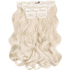 Lullabellz Super Thick Natural Wavy Clip In Hair Extensions 22 inch 5-pack Bleach Blonde