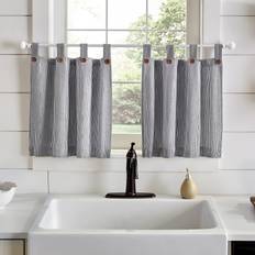 Grey Curtains & Accessories Elrene Home Fashions Tucker Ticking Stripe Window Tier Pair 30 x 36