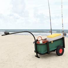 Carriole vidaXL with bag Fishing Trolley Outdoor Beach Wagon Hand Cart Bike Trailer Black Steel