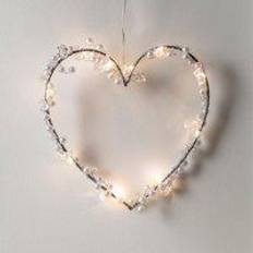 Interior Details Lights4fun Pearl Light Up Heart Shaped Wreath Decoration