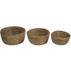 Natural Baskets Premier Housewares of Three Straw with Black Detail Basket