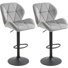 Adjustable Seat Bar Stools Homcom Swivel Counter Light Grey Bar Stool 114.5cm