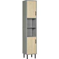 Storage Cabinets kleankin Tall Slim Grey/Light Brown Storage Cabinet 31.4x165cm