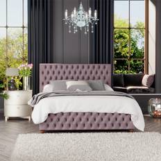 Ottoman bed double pink velvet Laurence Llewelyn-Bowen Aspire Seren 147x226cm