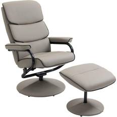 Leather recliner with footstool Homcom Faux Recliner Armchair