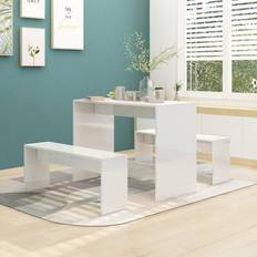 vidaXL 3 Gloss Engineered Dining Set 3pcs