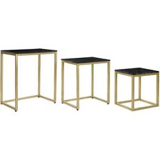 Kulta Pesäpöydät Dkd Home Decor Musta Kullattu Tables Set of 3 50 x 35 x 60 cm