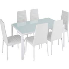 Acciaio Set da Pranzo tectake Brandenburg Set da Pranzo 130x70cm 7pcs