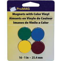 Yellow Paper Clips & Magnets ProMag Round Magnets with Colored 16pk