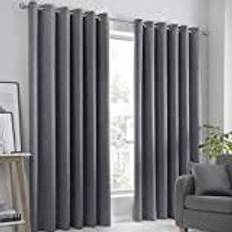 Eyelet Lined Curtains, Charcoal