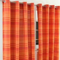 Orange Curtains Homescapes Drop 182cm, Terracotta Cotton Morocco Striped