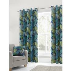 Fusion Tropical Print Eyelet Lined Curtains