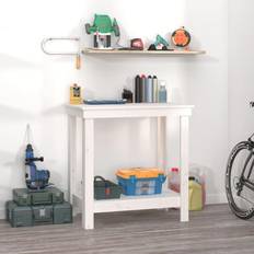 vidaXL Arbejdsbord massivt fyrretræ Skrivebord
