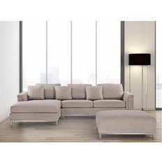 Beige - Corner Sofas Beliani Modern Linen Sofa