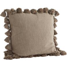 Madam Stoltz Cushion Cover With Tassels Kissenbezug Weiß, Blau, Beige, Grau (60x60cm)