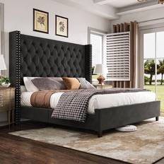 Black king bed frame PaPaJet King Platform Bed Frame