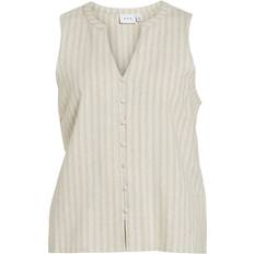 Vila Ärmlös Skjorta Beige