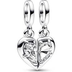 Splittable Mother & Daughter Dangle Charm - Silver/Transparent
