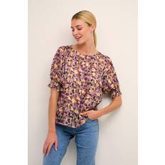 Dame - Lilla Bluser Kaffe Karina Blouse Bluser 10507551 Violet/Yellow Abstract Flower