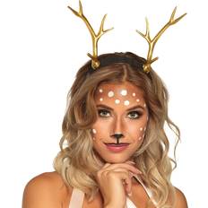 Halloween Kroner & Tiaraer Boland 50025 Tiara Geweih, Haarreif, schwarz-gold, für Erwachsene, aus Kunststoff, Rentier, Reh, Hirsch, Karneval, Fasching, Fastnacht, Halloween, Mottoparty