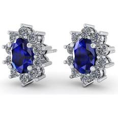 Smykkekæden Roset Karat Vitguld Stiftörhängen Med Diamanter 1,09 Carat Tw/si Og Safir 30-K70451K-1555