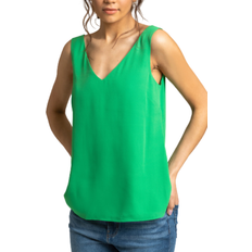 Women Tank Tops Roman V-Neck Sleeveless Vest Top - Green