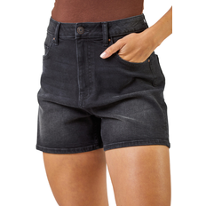 Black - Denim Shorts Roman Washed Denim Stretch Shorts - Black