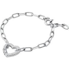 Michael Kors Bracelets Sterling Silver Pavé Heart Chain Brac silver Bracelets ladies