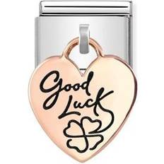 Pink Charms & Pendants Nomination Classic Rose Gold Good Luck Clover Heart Pendant Charm