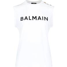 Balmain T-shirts Balmain Logo Print Ærmeløs Top - Hvid