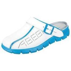 Abeba Berufsschuh-Clog 7312 Dynamic Pantoffeln, 7312-47 weiß blau mit aufdruck