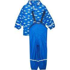 Blu Impermeabili Playshoes Regen-Set Hai Allover Capo d'Abbigliamento - Blu