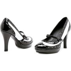 20's Fancy Dresses Ellie Shoes Wingtip Flapper Women's Heels Black/White