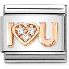 Pink Charms & Pendants Nomination Classic Composable Romance Cz I Heart You Charm - Rose Gold