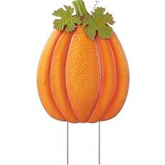 Orange Garden Ornaments GlitzHome 37.75 H Fall Metal Embossed Glitter Pumpkin Yard Stake