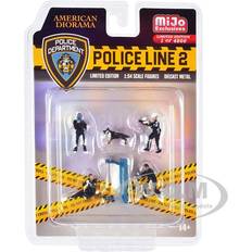 Police Figurines 'Police Line 2' 6 piece Diecast Set (4 Police Figures 1 Dog Figure and 1 Accessory) Limited Edition to 4800 pieces Worldwide for 1/64 Scale Models