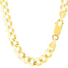 14k solid gold Jewelry Affairs 14k Yellow Solid Gold Comfort Curb Chain Bracelet, 8.2mm, 8.5"