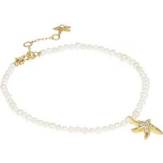 Vit Fotlänkar Kate Spade Sea Star Charm Freshwater Pearl Anklet White/Gold