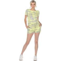 Women - Yellow Sleepwear White Mark Women's 2-Piece Top & Shorts Lounge Set Grey/Yellow