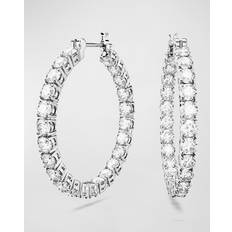 Swarovski Matrix Rhodium-Plated Round-Cut Crystal Hoop Earrings Clear