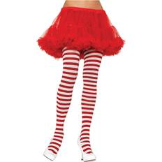 Hvide Dragter & Tøj Leg Avenue Rød Og Hvid Stripe Tights 7100