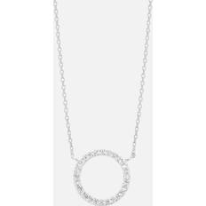 Circle Cubic Zirconia Silver-Plated Necklace