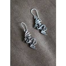 Alchemy gothic flight of airus pewter drop earrings