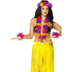 Damer - Vilde vesten Tilbehør Kostumer Smiffys Hawaii Krans Sæt 4 Dele Rød-Lilla